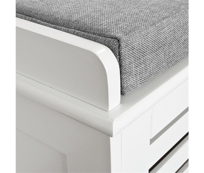 Banco de Almacenamiento con cojines y 2 Cubos FSR23-K-W SoBuy Blanco
