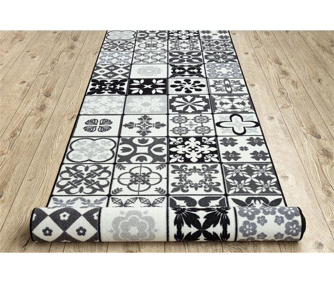 Alfombra de pasillo con refuerzo de goma AZULEJO LABOR DE RETAZOS 100x950 Gris