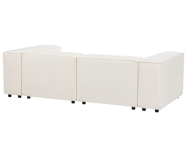 Beliani Sofá esquinero con reposapiés Bouclé ARDAL Crema