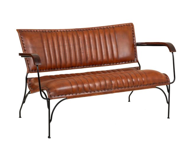 Banco de metal y piel Marron