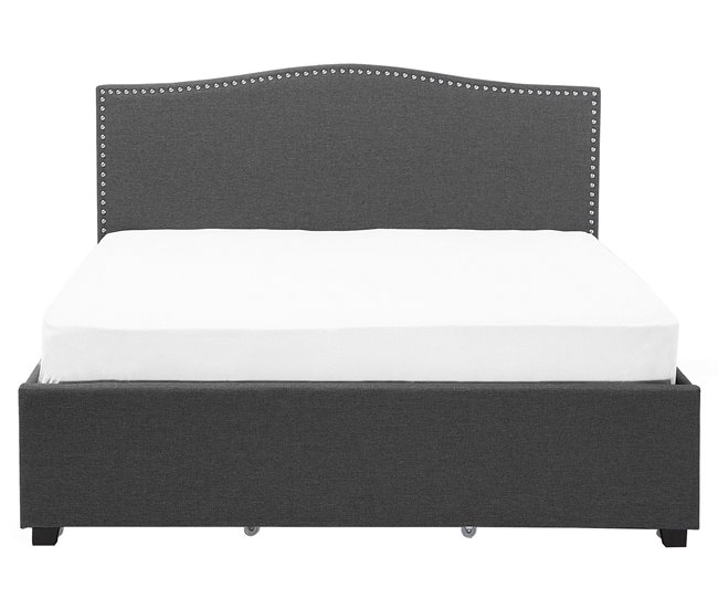 Beliani Cama con somier Poliéster MONTPELLIER 167x213 Gris Oscuro