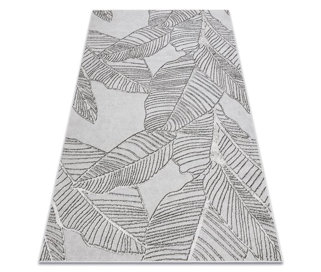 Alfombra LIRA E1482 Hojas estructural moderna glamour 80x150 Gris