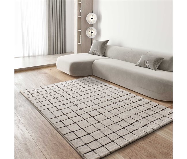 Alfombra abstracta en blanco y negro RETRO - ATTICGO 160x230 Blanco