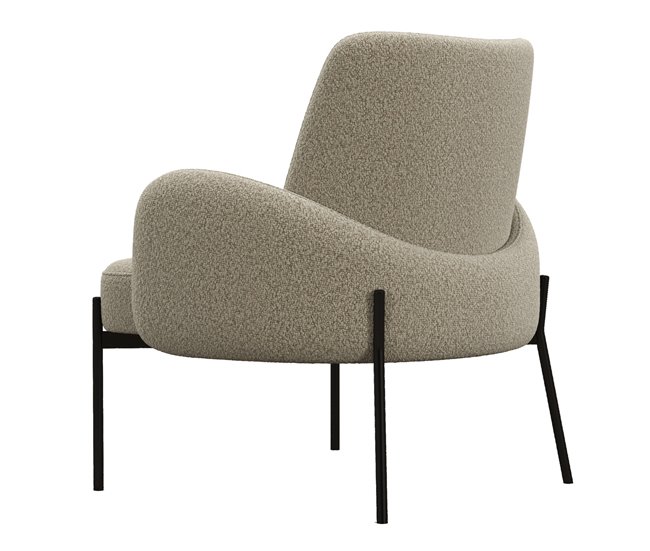 ALEX-Sillón de tela y metal Beige