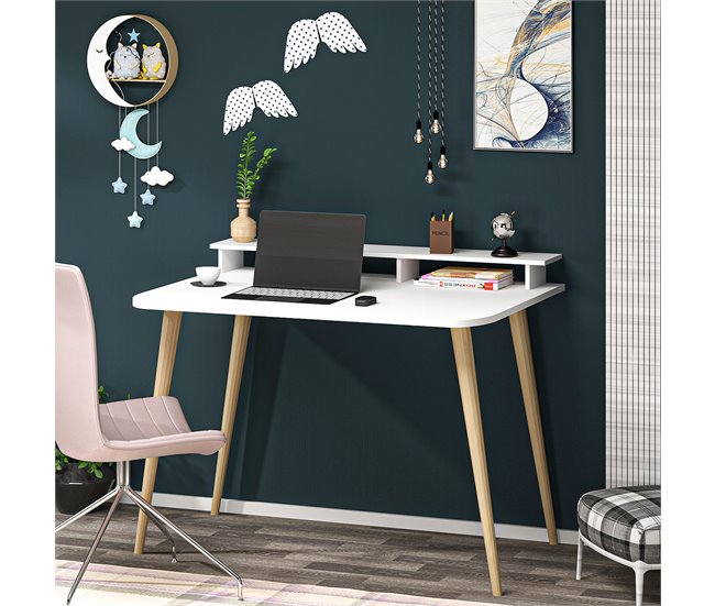 Escritorio Östhammar Con Soporte Para Monitor Aglomerado Blanco