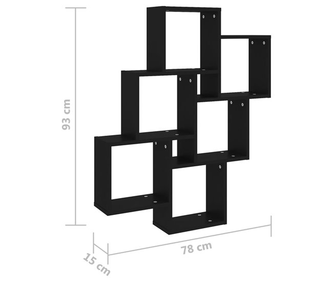 Estante de pared Minzo  cubos 78 Negro