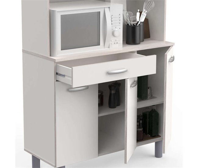 Armario Buffet de Cocina con 6 Puertas Blanco/ Madera