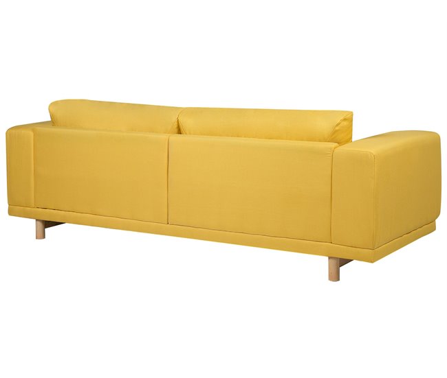 Beliani Sofá de 3 plazas Poliéster NIVALA Amarillo