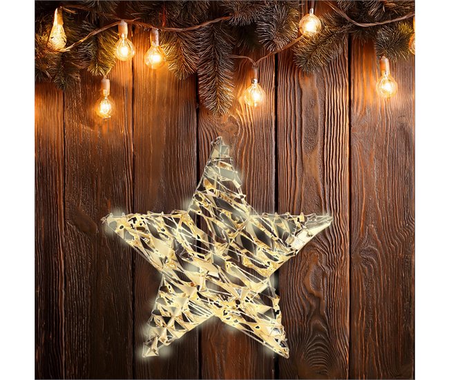 Decoración colgante con forma de estrella con 40 Luces micro LED Dorado