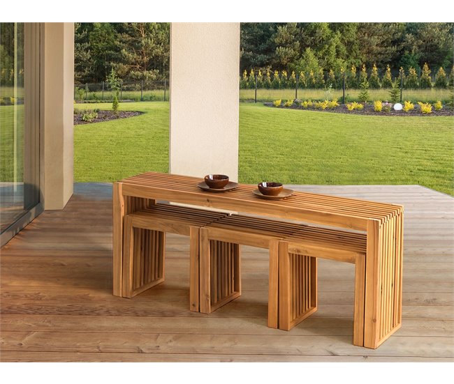 Beliani Conjunto de comedor BELLANO Madera Clara