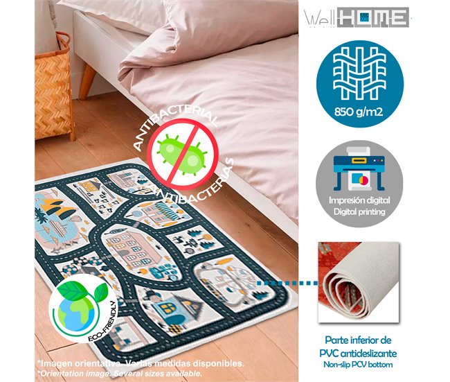 Alfombra De 120 X 180Cm 180x120 Gris