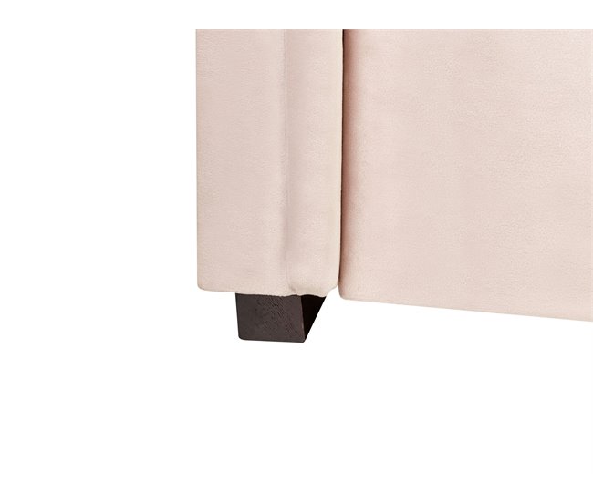 Beliani Cama con somier Terciopelo LIBOURNE 102x220 Rosa Talco