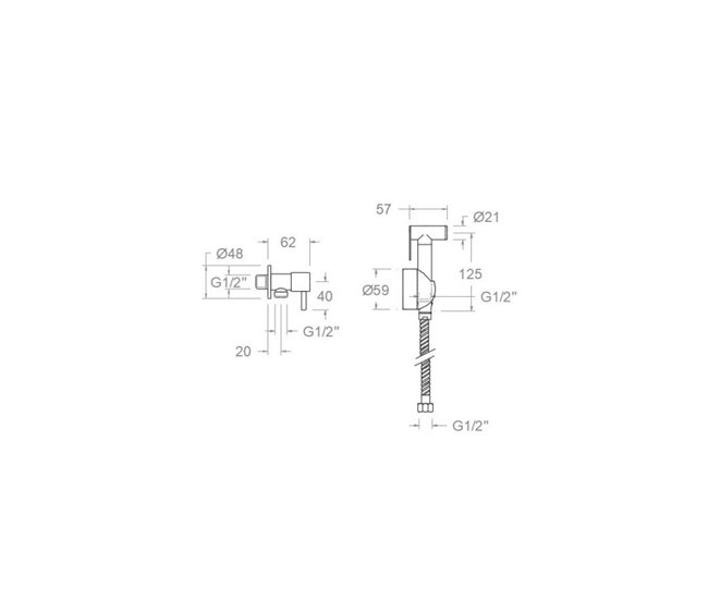 Grifo de Bidé con Llave de Paso 1 Agua con Accesorios Cromo