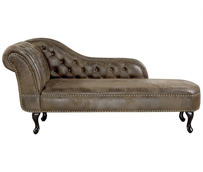 Beliani Chaise longue izquierdo Gamuza sintética NIMES Gris Oscuro