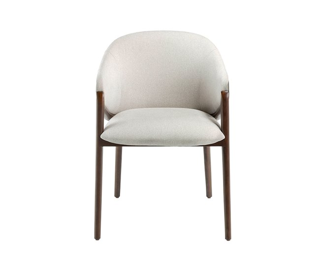 ANGEL CERDA Silla comedor tapizada tela y polipiel Beige