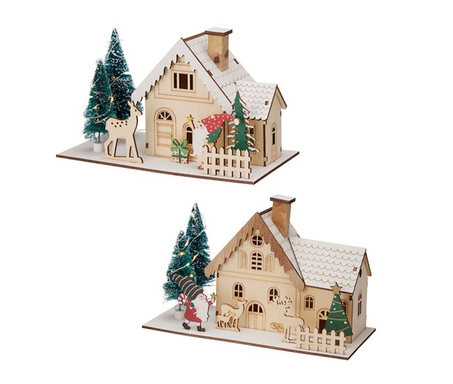 Casa navideña decorativa con 11 Luces LED Multicolor