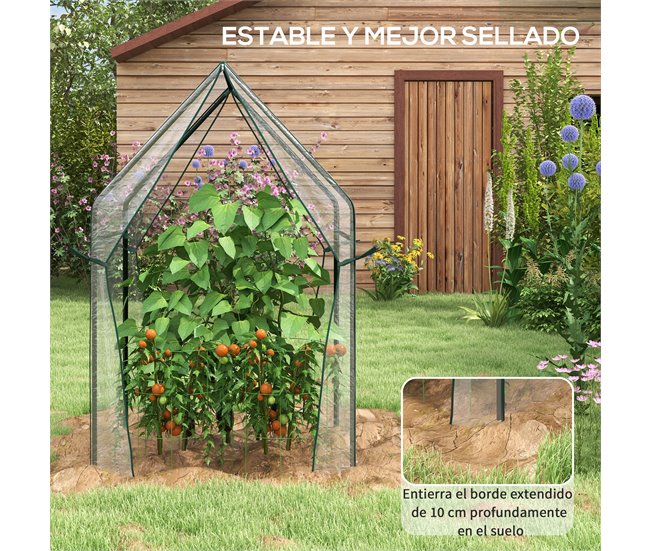 Invernadero de Jardín Acero, PVC Outsunny Transparente