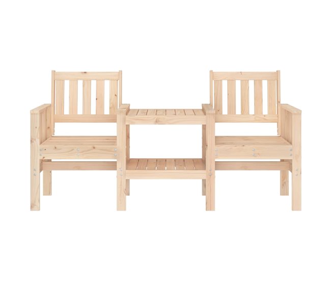 Banco de madera para Jardín con mesita 175x55 Blanco