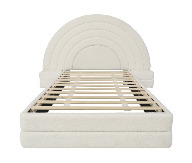 Cama individual de terciopelo Beige