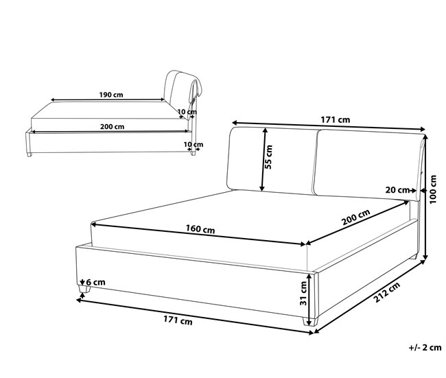 Beliani Cama con somier Poliéster BELFORT 171x212 Beige