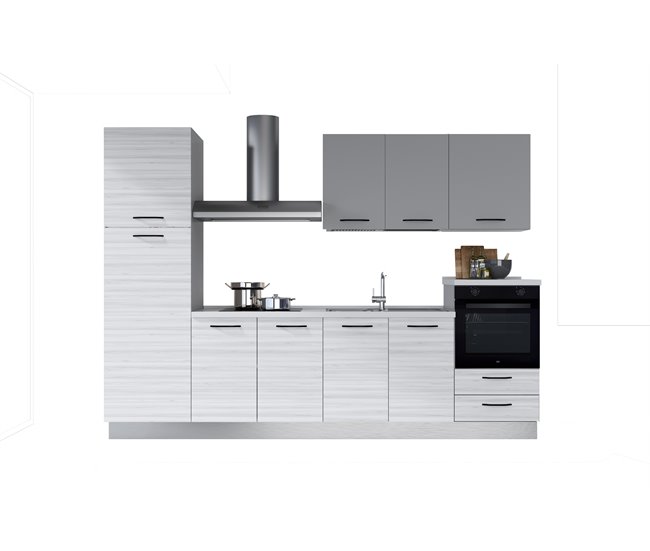 Cocina GILDA 2.0 derecha Gris Claro/ Madera Gris