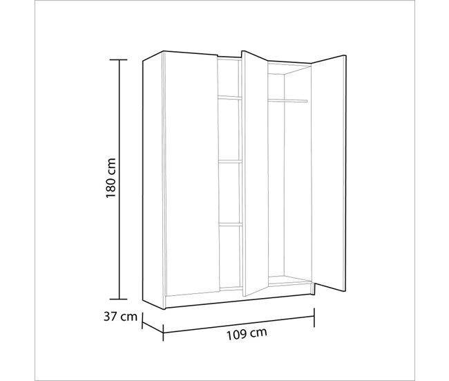 Armario multiusos de 3 puertas Blanco