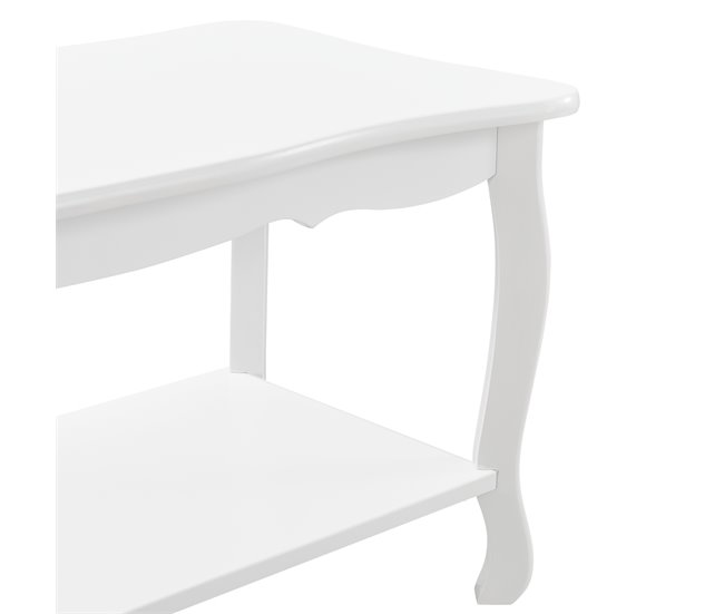 Mesa de centro Pearl Vintage con estante MDF lacado y pino Blanco