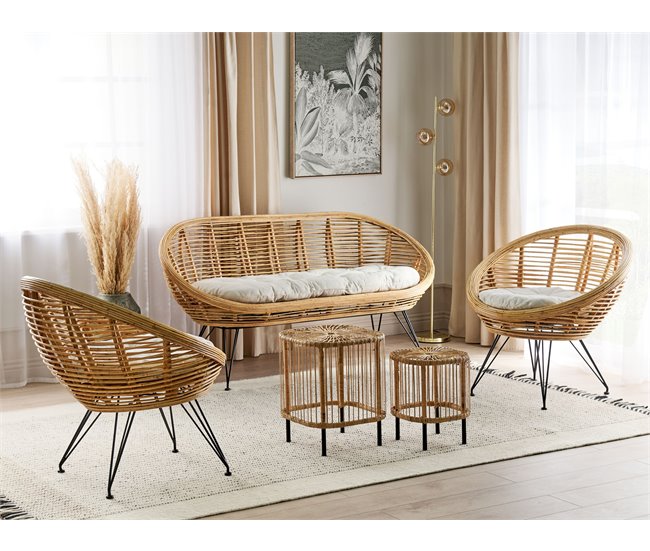 Beliani Conjunto de jardín Ratán MARATEA/CESENATICO Natural