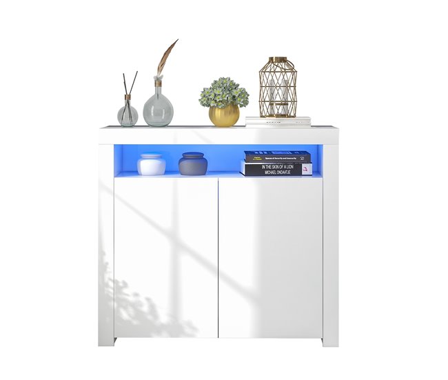 Aparador de panel de partículas con 2 puertas Blanco