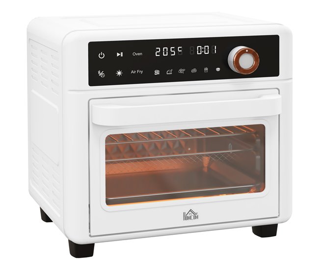 Horno Eléctrico Metal, Vidrio Templado HOMCOM, hogar - cocina Blanco