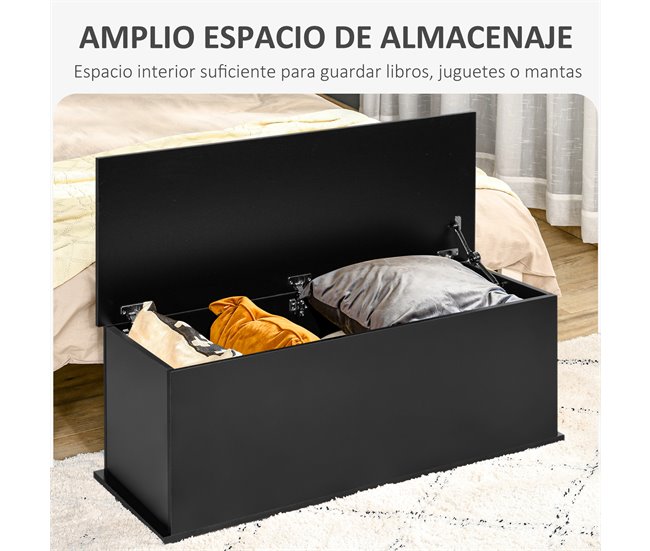 Baúl de Almacenaje Melamina de madera HOMCOM Negro