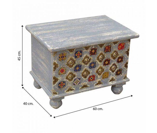 Baul de madera acabado artesanal Multicolor