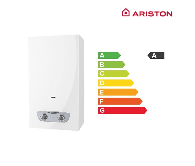 Calentador a gas atmosférico instantaneo, Ariston, Fast R X 11 litros/minuto, Gas Butano/Propano, Clase Energetica A Blanco Brillo