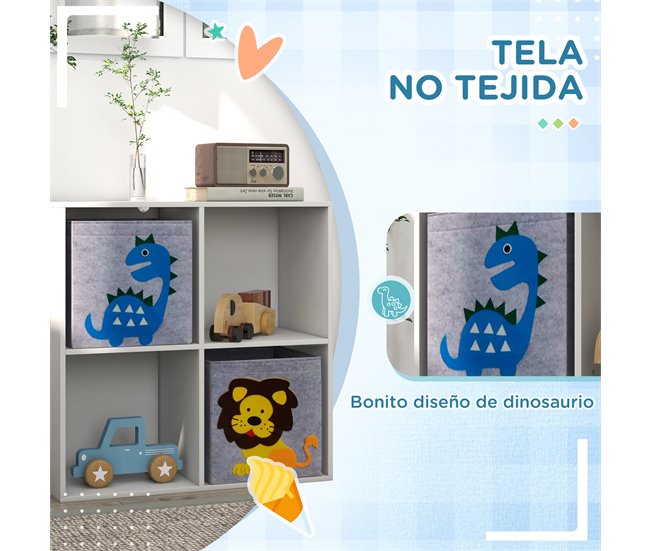 Estantería Juguetes Infantil MDF, Melamina, Tela no Tejida Blanco