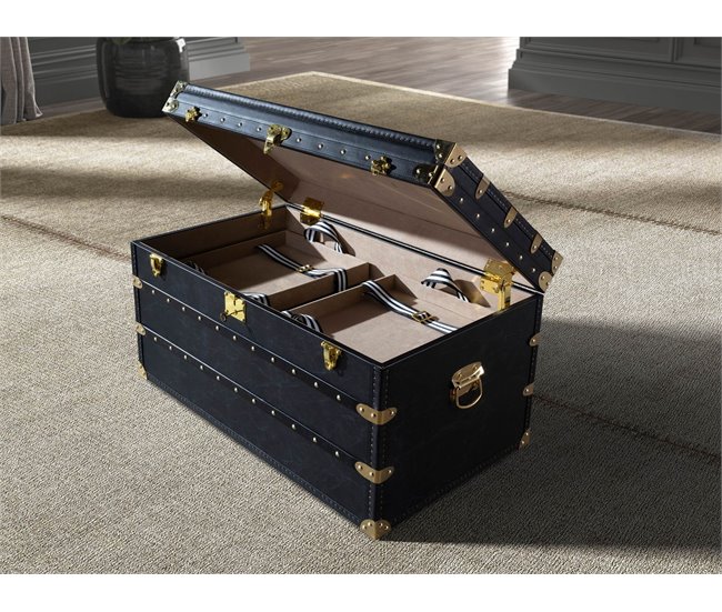 ANGEL CERDA Baúl piel 93 Negro/ Dorado