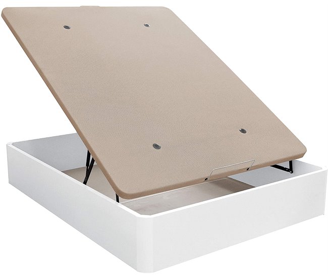 Canapé Abatible de Gran Capacidad Tapa tapizada en 3D Transpirable 135x190 Blanco