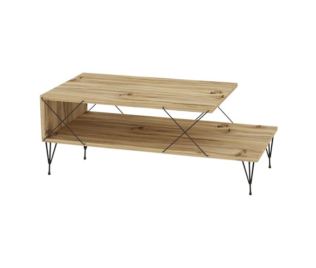 Mesa de centro Asker con estante metal aglomerado [en.casa] 50x100 Marron