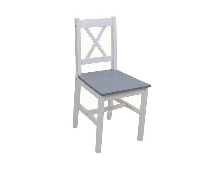 Conjunto de mesa con 4 sillas VERSALLES Blanco/ Gris