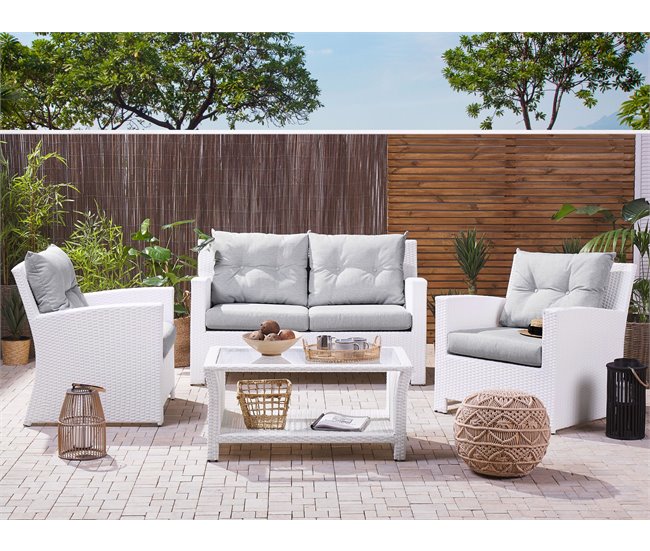 Beliani Conjunto de jardín Ratán sintético MARINO Blanco