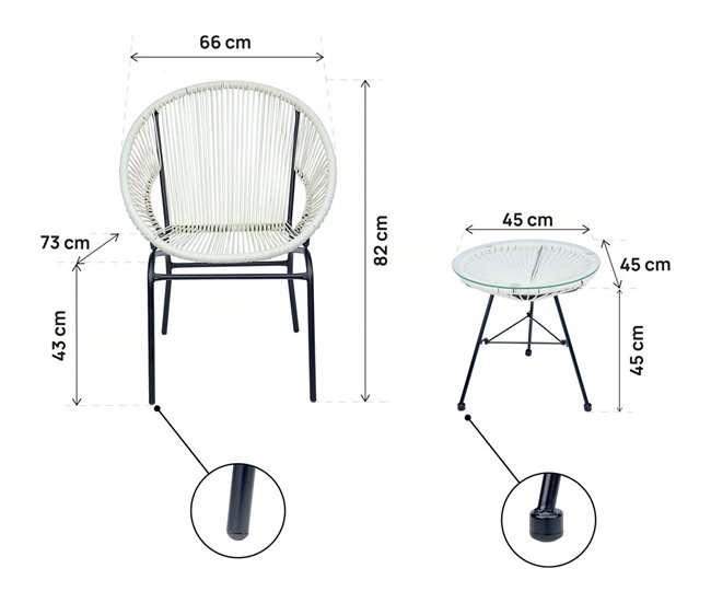 Conjunto de muebles de jardín Acapulco Blanco
