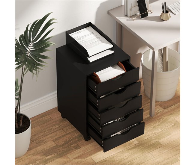 Cajonera de Oficina MDF HOMCOM, oficina - muebles de oficina Negro