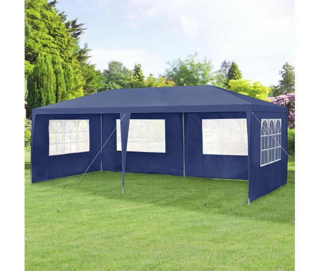 Carpa Pabellón para jardín Wedau metal 600x300 Azul
