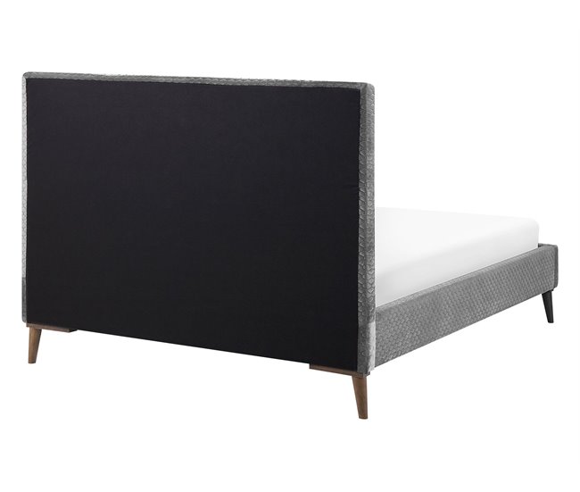 Beliani Cama Terciopelo BAYONNE 151x212 Gris Claro
