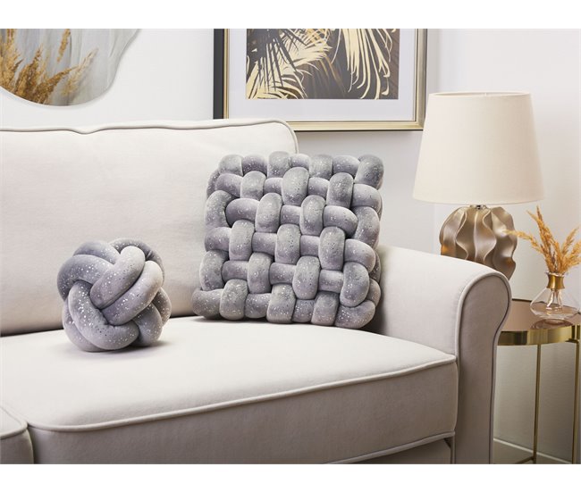 Beliani Cojín decorativo SIRALI Gris Claro