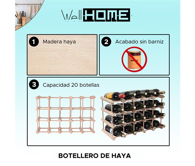 Botellero de haya Natural