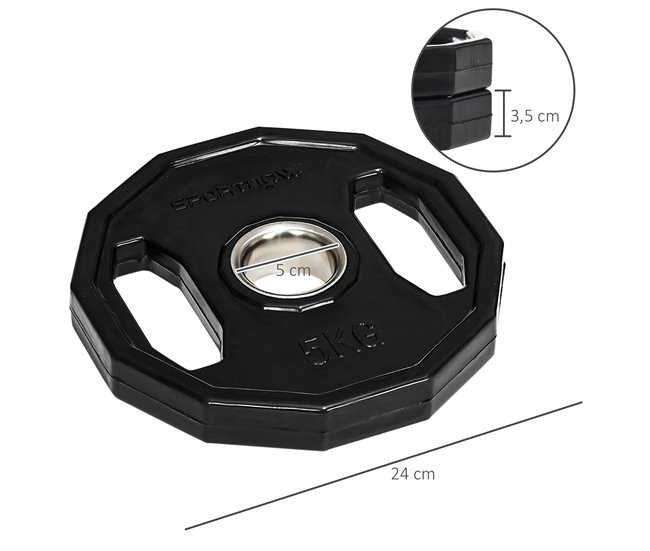 Discos de Pesas Metal, Caucho SPORTNOW, deportes y ocio - pesas Negro/ Gris