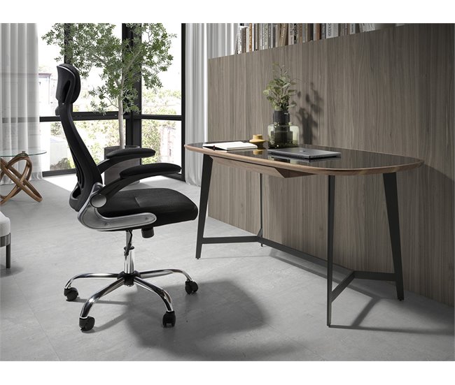 ANGEL CERDA Silla oficina giratoria tela negra Aluminio