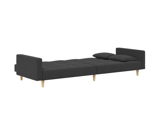 Sofá cama de 2 plazas con dos almohadas tela Gris Oscuro