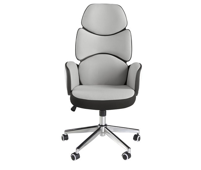 ANGEL CERDA Silla oficina giratoria tela gris claro y pvc blanco brillo Aluminio