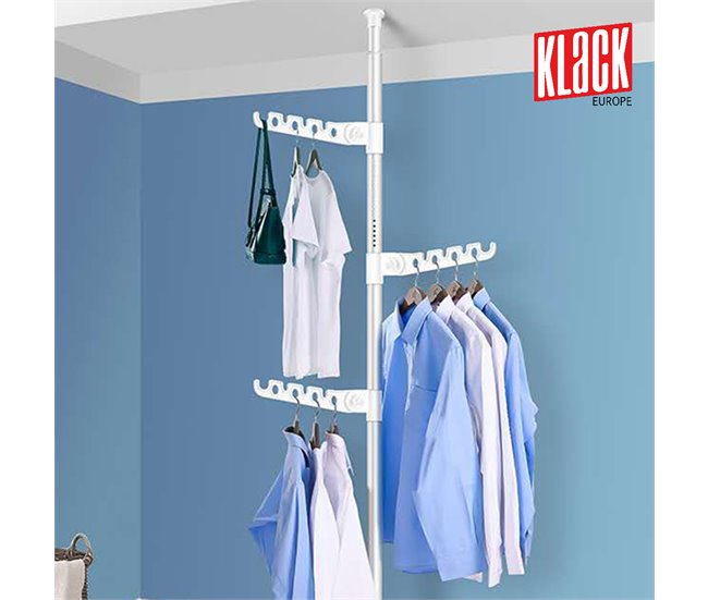 Tendedero perchero portátil vertical tubo extensible Klack® Blanco